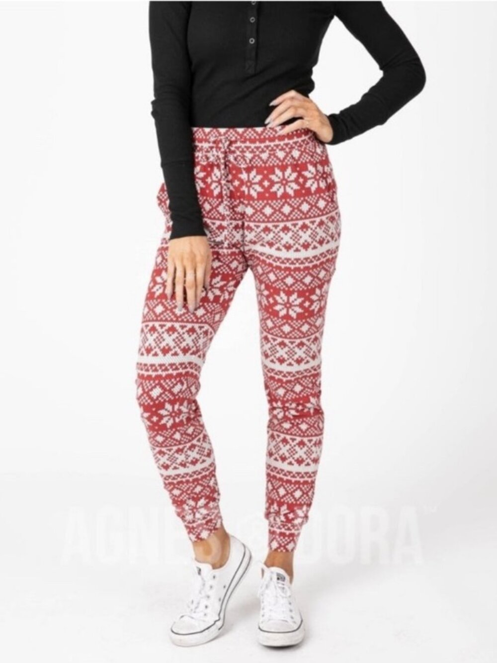 Agnes & Dora Everyday Jogger Alpine Fair Isle Haute Red NWT XS XL